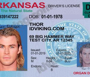 Arkansas (AR) – Drivers License PSD Template Download